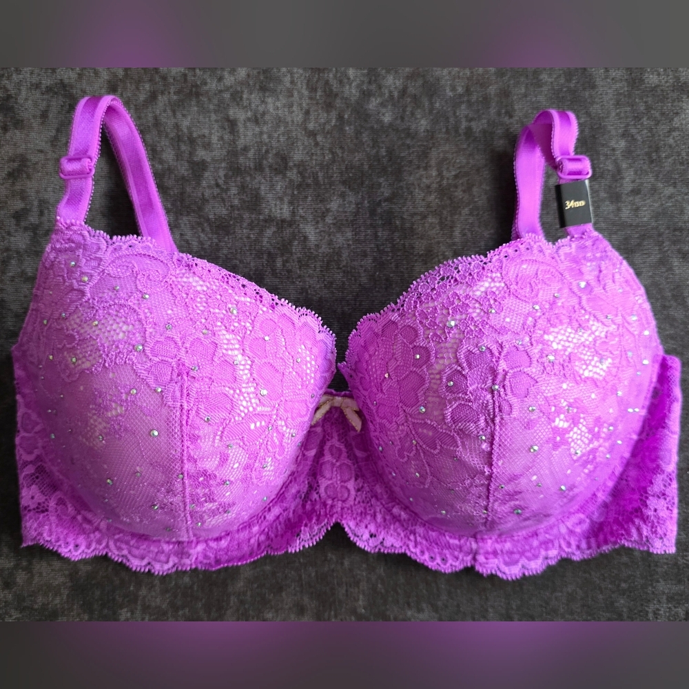Purple Victoria's Secret Bra with Rhinestones, 34DD